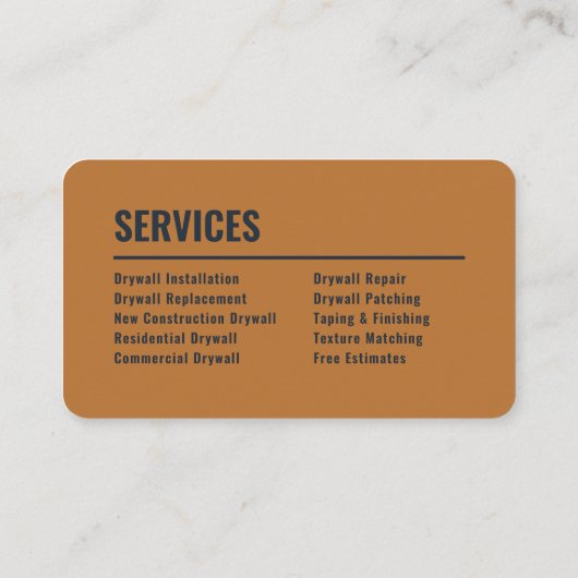 Drywall Specialist Modern Charcoal & Copper 名刺 (裏面)