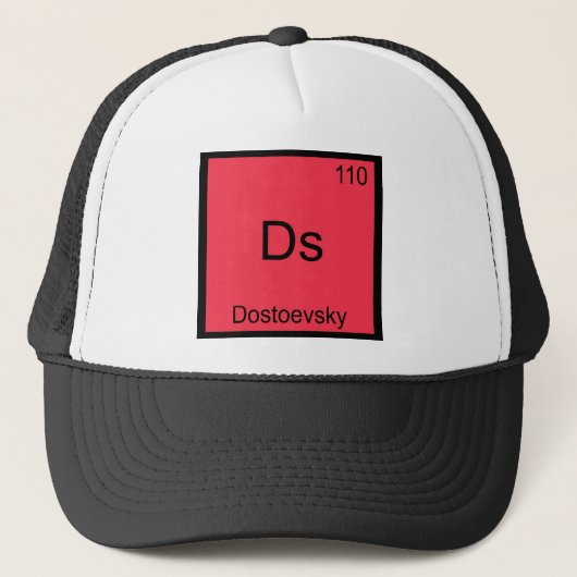 Ds -ドストエフスキーおもしろい化学要素シンボルT型 キャップ (正面)