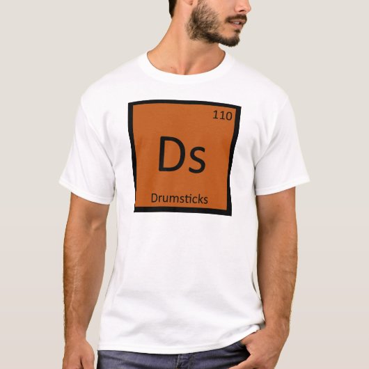 Ds - ドラムスティック 化学元素記号表 元素記号 tシャツ (正面)