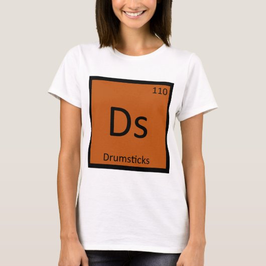 Ds - ドラムスティック 化学元素記号表 元素記号 tシャツ (正面)