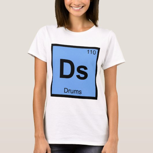 Ds - ドラムミュージック化学元素記号表 シンボル tシャツ (正面)