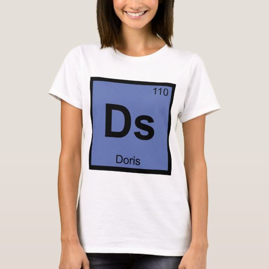 Ds - ドリス ギリシャ 化学元素周期表の記号 tシャツ (正面)