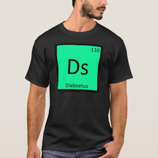 Ds -糖尿病ミーム化学定期表 tシャツ (正面)