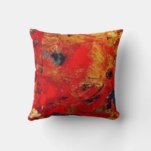 DS Watkinsの赤および金ゴールドの抽象芸術による芸術 クッション (裏面)