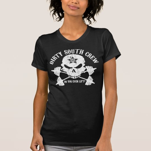 DSCはレディースタンク黒の骨を抜きます Tシャツ (正面)