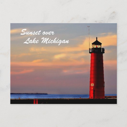 DSC_0036sm_edited-1, Sunset over, Lake Michigan ポストカード (正面)