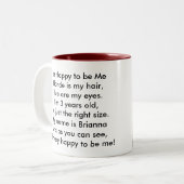 DSC_0254、私は私で幸せですブロンドの女性は私の毛、…です ツートーンマグカップ (正面左)