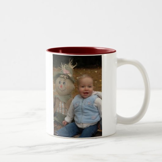 DSC_0277、私は私で幸せですブロンドの女性は私の毛、…です ツートーンマグカップ (右)