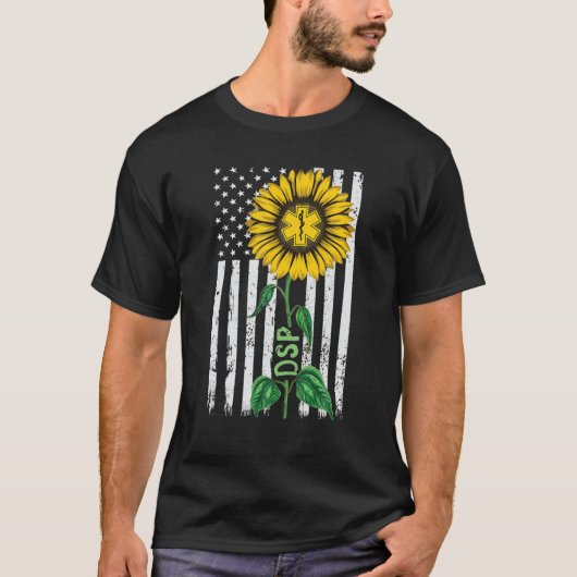 DSPナースヴィンテージAmerican Flag Cute DSPヒッピーSu Tシャツ (正面)