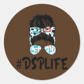 DSP生命必須の聴診器の乱雑Bun女の子 ラウンドシール (正面)