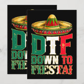 DTF Down To Fiesta Mexico Cinco de Mayoメンメキシコ 招待状 (正面/裏面)