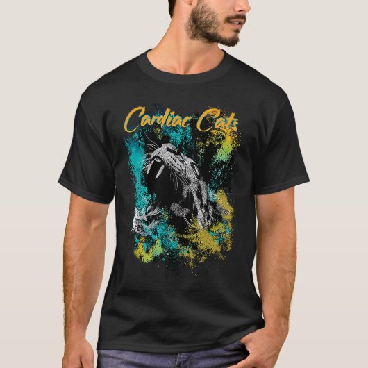 DTWD心臓猫絵を描(ばちゃばちゃ)跳ねる Tシャツ (正面)