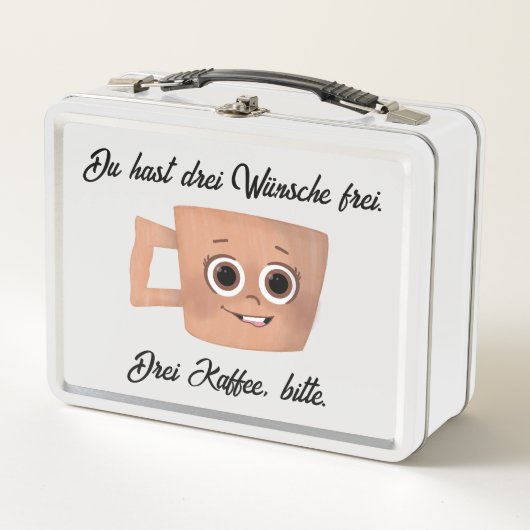 Du hast drei Wünsche frei. Drei Kaffee, bitte. メタルランチボックス (正面)