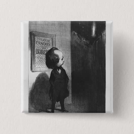 「du jour」を、ヴィクトル・ユーゴーの風刺漫画カリチュア風に描きます 缶バッジ (正面)