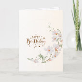 Du Rose Floral Wreath Folded Happy Birthday Card カード (正面)