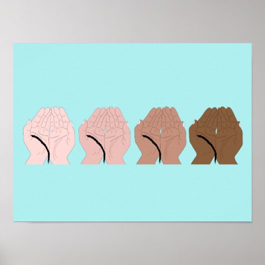 Dua Hands with Tasbih – イスラム祈りの言葉ハンズ ポスター (正面)