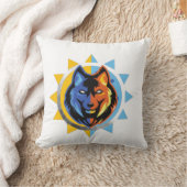 Dual Color Wolf Throw Pillow クッション (ブランケット)