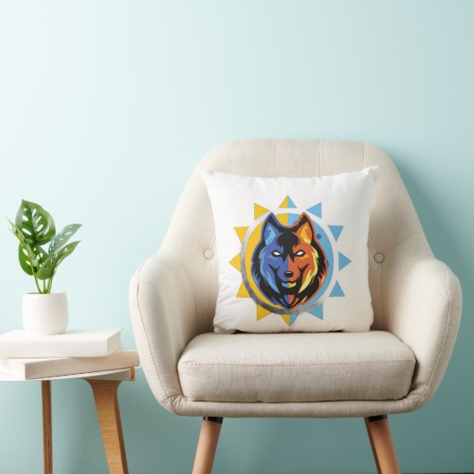 Dual Color Wolf Throw Pillow クッション (椅子)