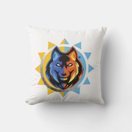 Dual Color Wolf Throw Pillow クッション (正面)