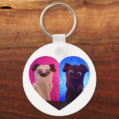 Dual Duoスプリットハートかわいいエレガント キーホルダー (裏面)