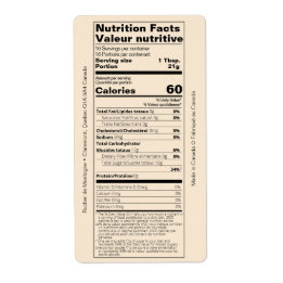 Dual English/Honey フランスの Nutrition Facts Product ラベル