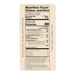 Dual English/Honey フランスの Nutrition Facts Product ラベル