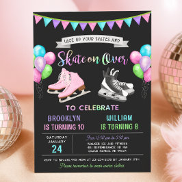 Dual Ice Skating Birthday Invitation 招待状