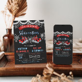 Dual Ice Skating Birthday Invitation for Boys 招待状