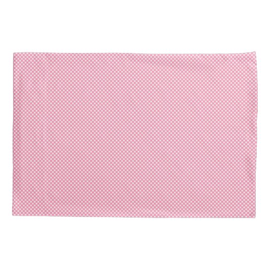 Dual images of a rectangular pink gingham-patterne 枕カバー (裏面)