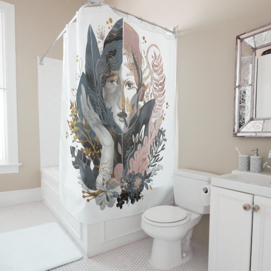 Dual Nature - A Surreal Floral Portrait シャワーカーテン (インサイチュ)
