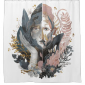 Dual Nature - A Surreal Floral Portrait シャワーカーテン (正面)