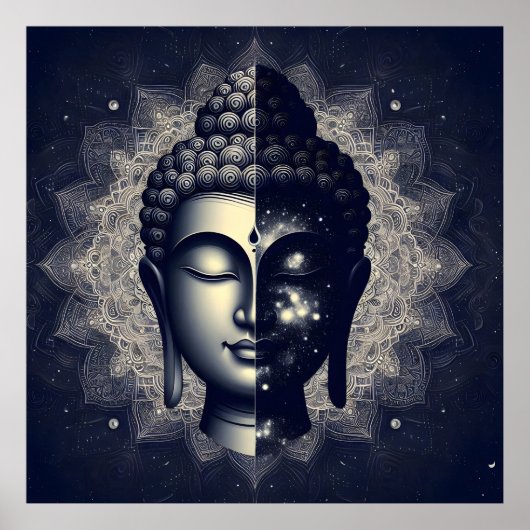 Dual Nature Buddha Mandala - Cosmic Zen Enlighten ポスター (正面)