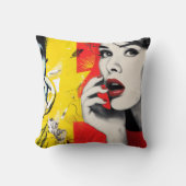 Dual pop art portrait  クッション (正面)