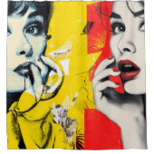 Dual pop art portrait  シャワーカーテン (正面)