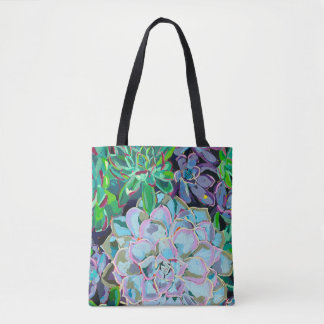 Dual-sided tote bag featuring a succulent bouquet トートバッグ