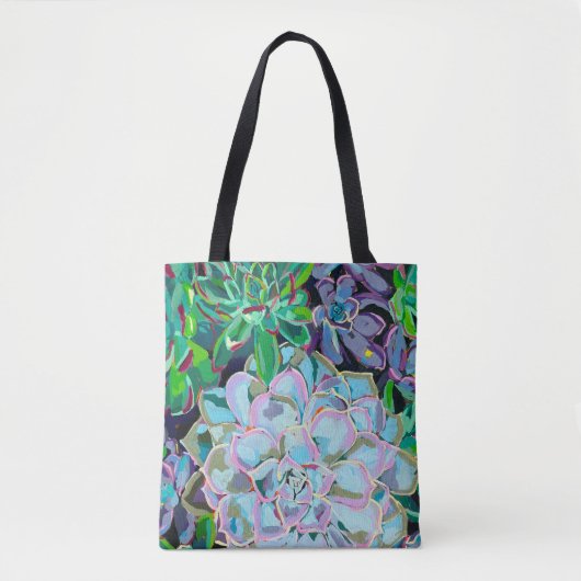 Dual-sided tote bag featuring a succulent bouquet トートバッグ (正面)