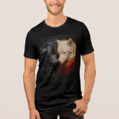 Duality Wolves – Black & White Spirit Art トライブレンドＴシャツ (正面)
