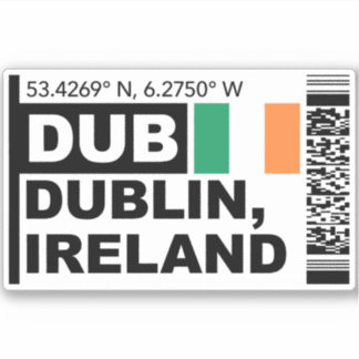 DUB Dublin Boarding Pass - Ireland Travel シール