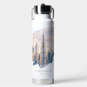 Dubai Burj Khalifa Luxury City Skyline Watercolor  ウォーターボトル (正面)
