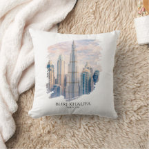 Dubai Burj Khalifa Luxury City Skyline Watercolor 