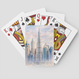 Dubai Burj Khalifa Luxury City Skyline Watercolor  トランプ