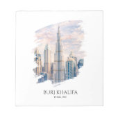 Dubai Burj Khalifa Luxury City Skyline Watercolor ノートパッド (正面)