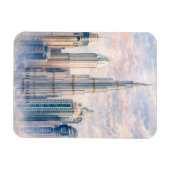 Dubai Burj Khalifa Luxury City Skyline Watercolor マグネット (横)