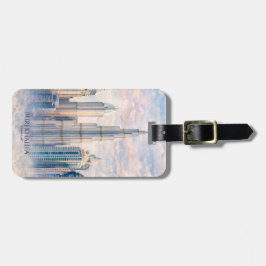 Dubai Burj Khalifa Luxury City Skyline Watercolor  ラゲッジタグ