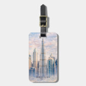 Dubai Burj Khalifa Luxury City Skyline Watercolor ラゲッジタグ (正面縦)