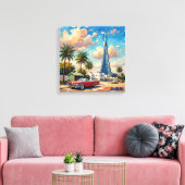 Dubai Burj Khalifa Vintage Scene Stretched Canvas キャンバスプリント (インサイチュ (リビング))