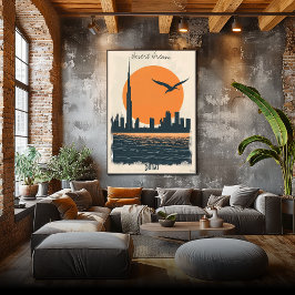 Dubai Dusk - Minimalist Skyline Reflections ポスター