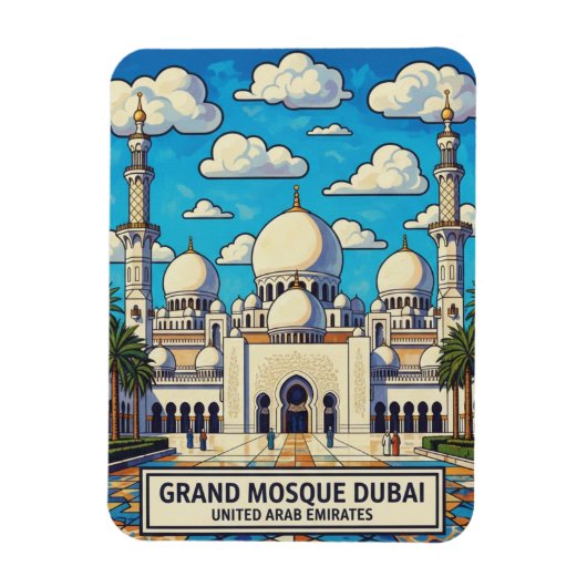 Dubai Grand Mosque UAE Travel マグネット (縦)