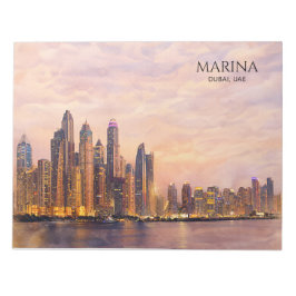 Dubai Marina Skyline Watercolor City Lights Travel ノートパッド