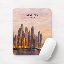 Dubai Marina Skyline Watercolor City Lights Travel マウスパッド